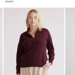 Quince Mongolian cashmere polo sweater medium burgundy